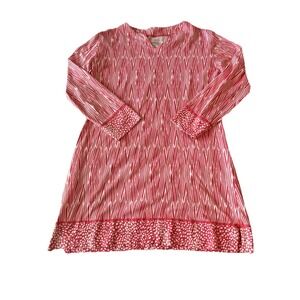 Coolibar Y Neck Sun Protection Coral Medium Print Stretch Shift Dress Coverup